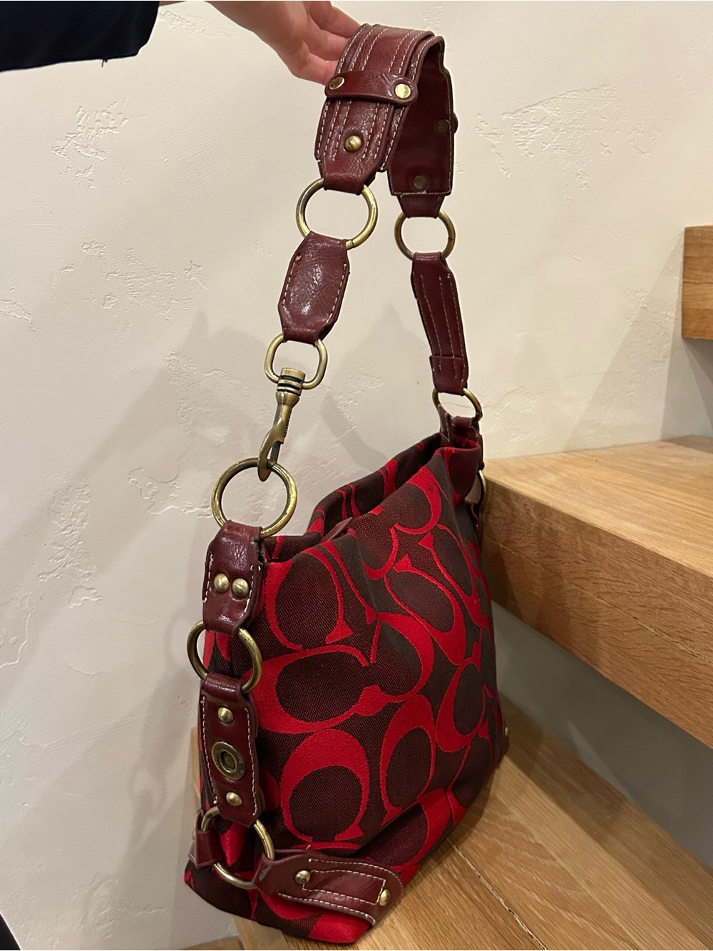 Vintage Y2K Coach Zoe Signature Canvas Shoulder Bag